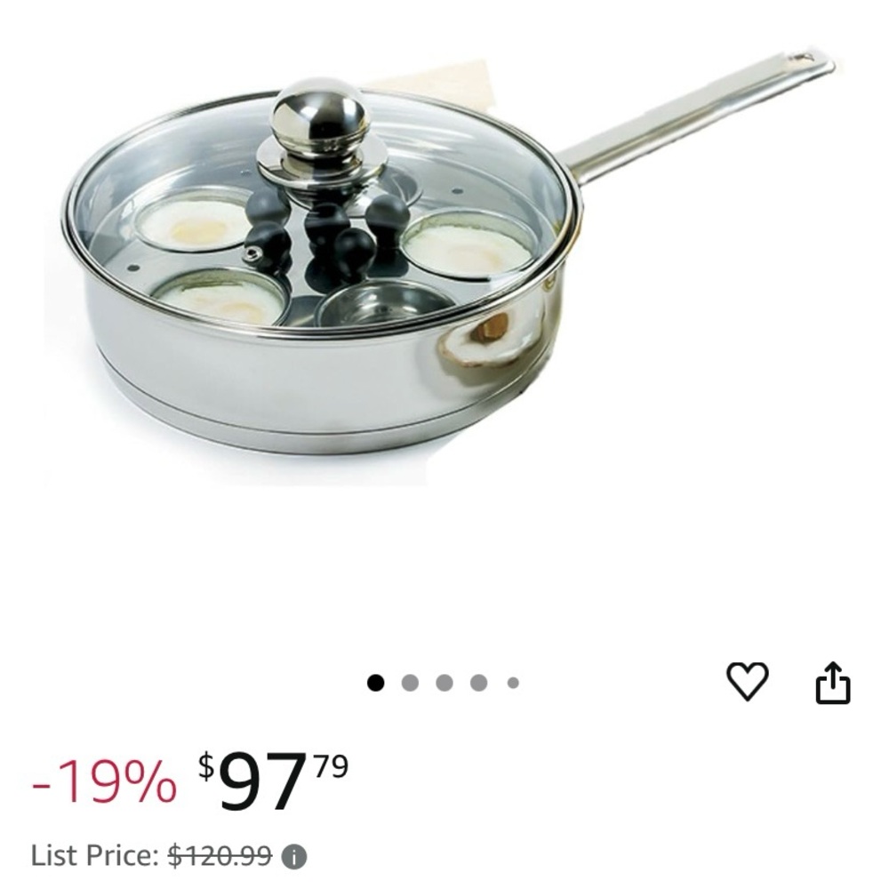 Norpro Stainless Steel 5 Egg Poacher/Skillet Set - Picture 6 of 7